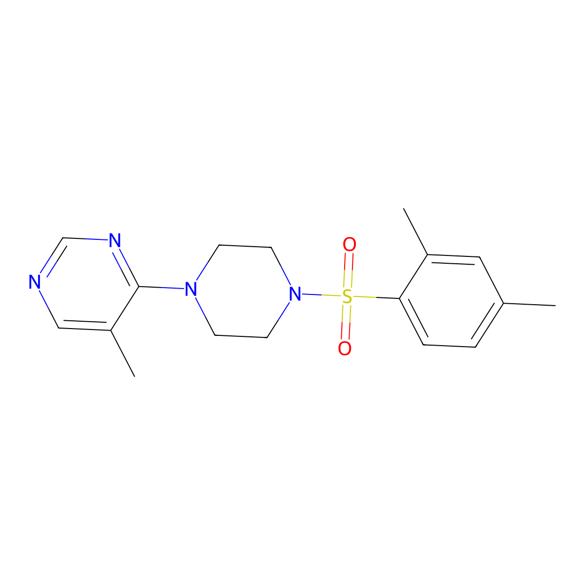 4-(4-((2,4-Dimethylphenyl)sulfonyl)piperazin-1-yl)-5-methylpyrimidine molecular structure, CAS 1428373-58-3