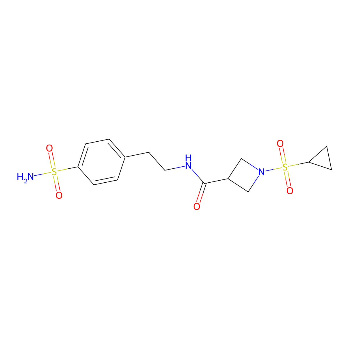 1-(cyclopropylsulfonyl)-N-(4-sulfamoylphenethyl)azetidine-3-carboxamide molecular structure, CAS 1428373-59-4