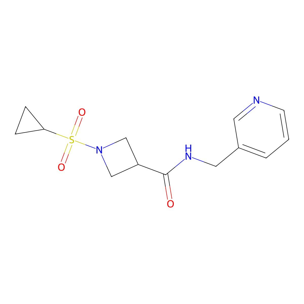 1-(cyclopropylsulfonyl)-N-(pyridin-3-ylmethyl)azetidine-3-carboxamide molecular structure, CAS 1428373-63-0