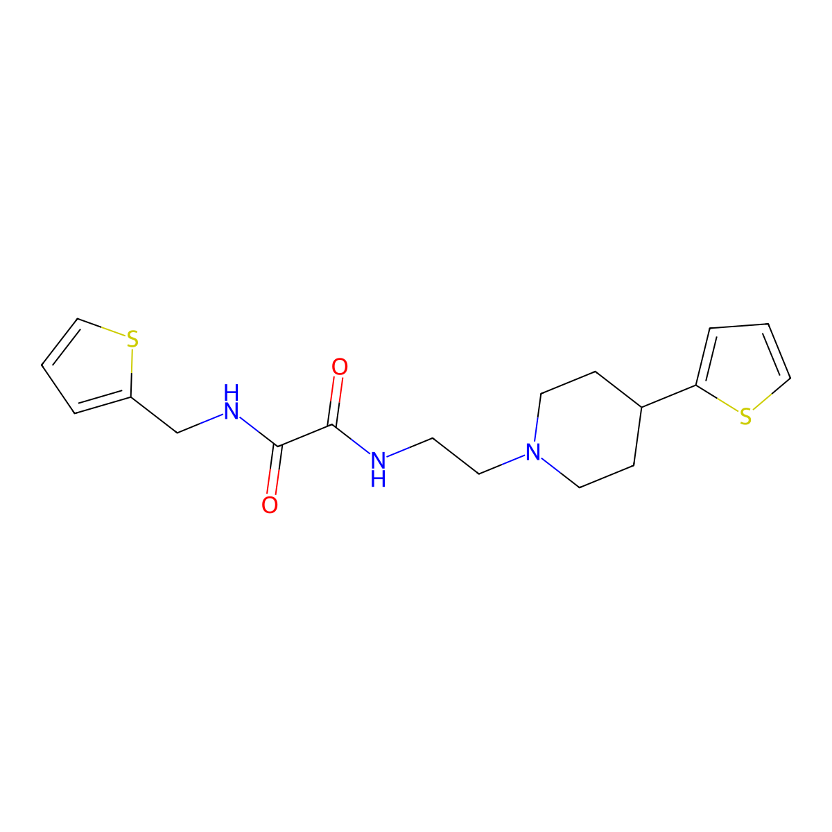 N1-(2-(4-(thiophen-2-yl)piperidin-1-yl)ethyl)-N2-(thiophen-2-ylmethyl)oxalamide molecular structure, CAS 1428373-67-4
