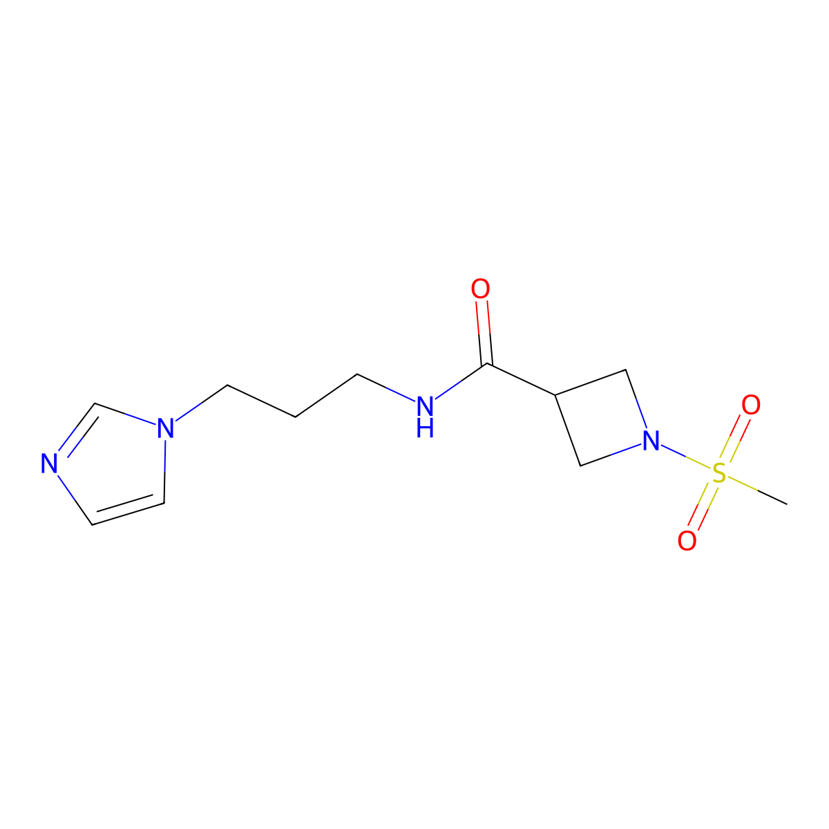 N-[3-(1H-imidazol-1-yl)propyl]-1-methanesulfonylazetidine-3-carboxamide molecular structure, CAS 1428373-74-3