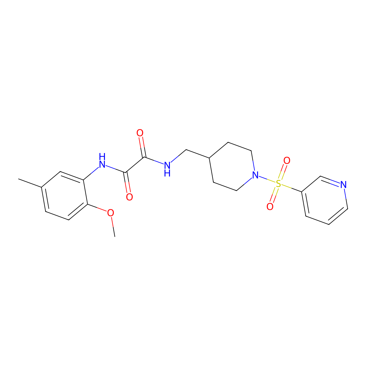 N1-(2-methoxy-5-methylphenyl)-N2-((1-(pyridin-3-ylsulfonyl)piperidin-4-yl)methyl)oxalamide molecular structure, CAS 1428373-75-4