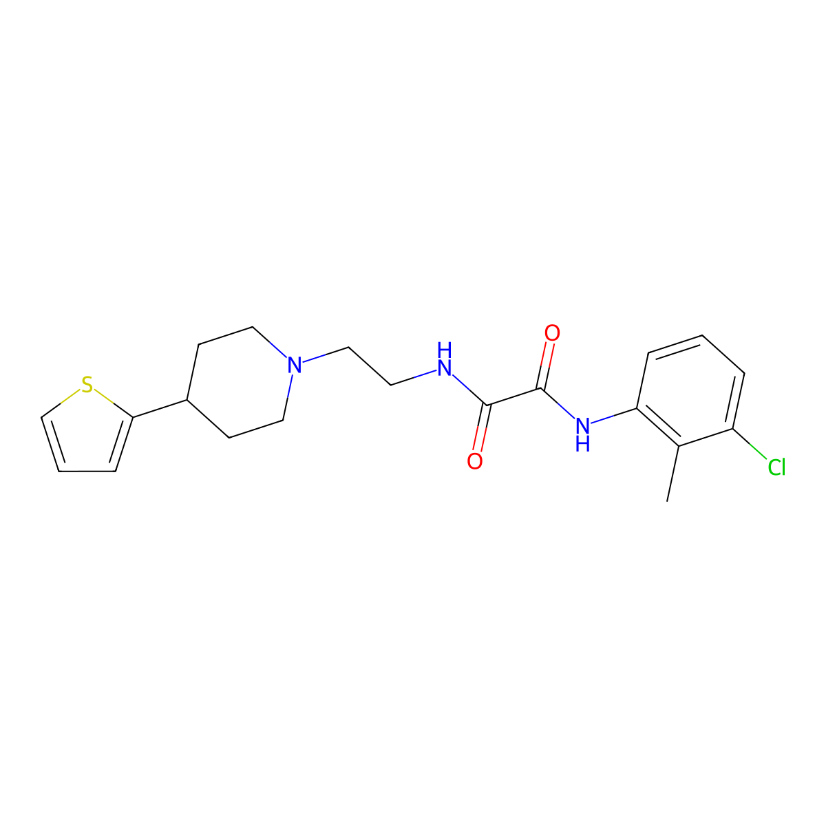 N1-(3-chloro-2-methylphenyl)-N2-(2-(4-(thiophen-2-yl)piperidin-1-yl)ethyl)oxalamide molecular structure, CAS 1428373-76-5