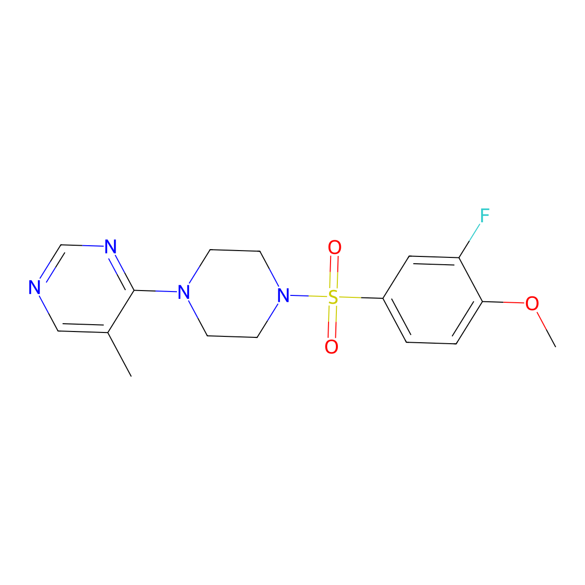 4-(4-((3-Fluoro-4-methoxyphenyl)sulfonyl)piperazin-1-yl)-5-methylpyrimidine molecular structure, CAS 1428373-81-2