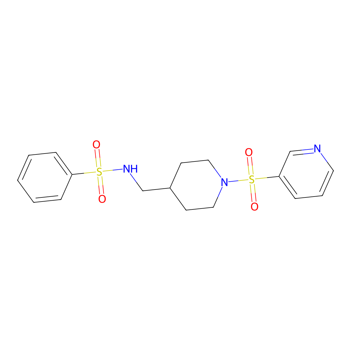 N-((1-(pyridin-3-ylsulfonyl)piperidin-4-yl)methyl)benzenesulfonamide molecular structure, CAS 1428373-82-3
