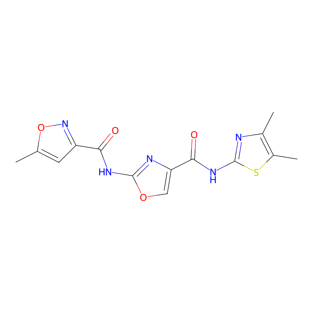 N-(4-((4,5-dimethylthiazol-2-yl)carbamoyl)oxazol-2-yl)-5-methylisoxazole-3-carboxamide molecular structure, CAS 1428373-87-8