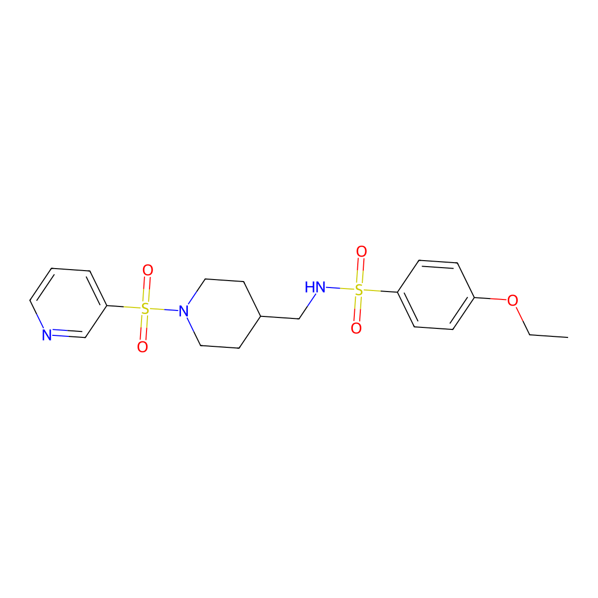 4-ethoxy-N-((1-(pyridin-3-ylsulfonyl)piperidin-4-yl)methyl)benzenesulfonamide molecular structure, CAS 1428373-89-0