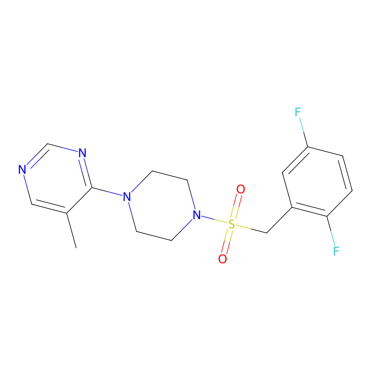 4-(4-((2,5-Difluorobenzyl)sulfonyl)piperazin-1-yl)-5-methylpyrimidine molecular structure, CAS 1428373-90-3