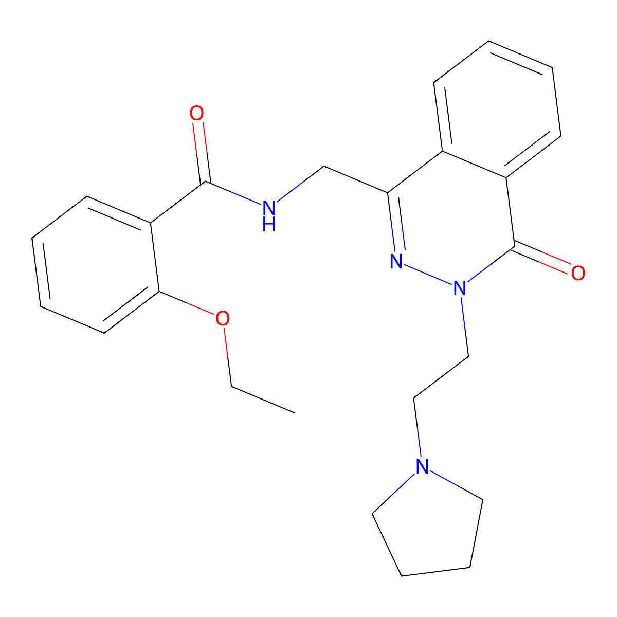 2-ethoxy-N-({4-oxo-3-[2-(pyrrolidin-1-yl)ethyl]-3,4-dihydrophthalazin-1-yl}methyl)benzamide molecular structure, CAS 1428373-91-4