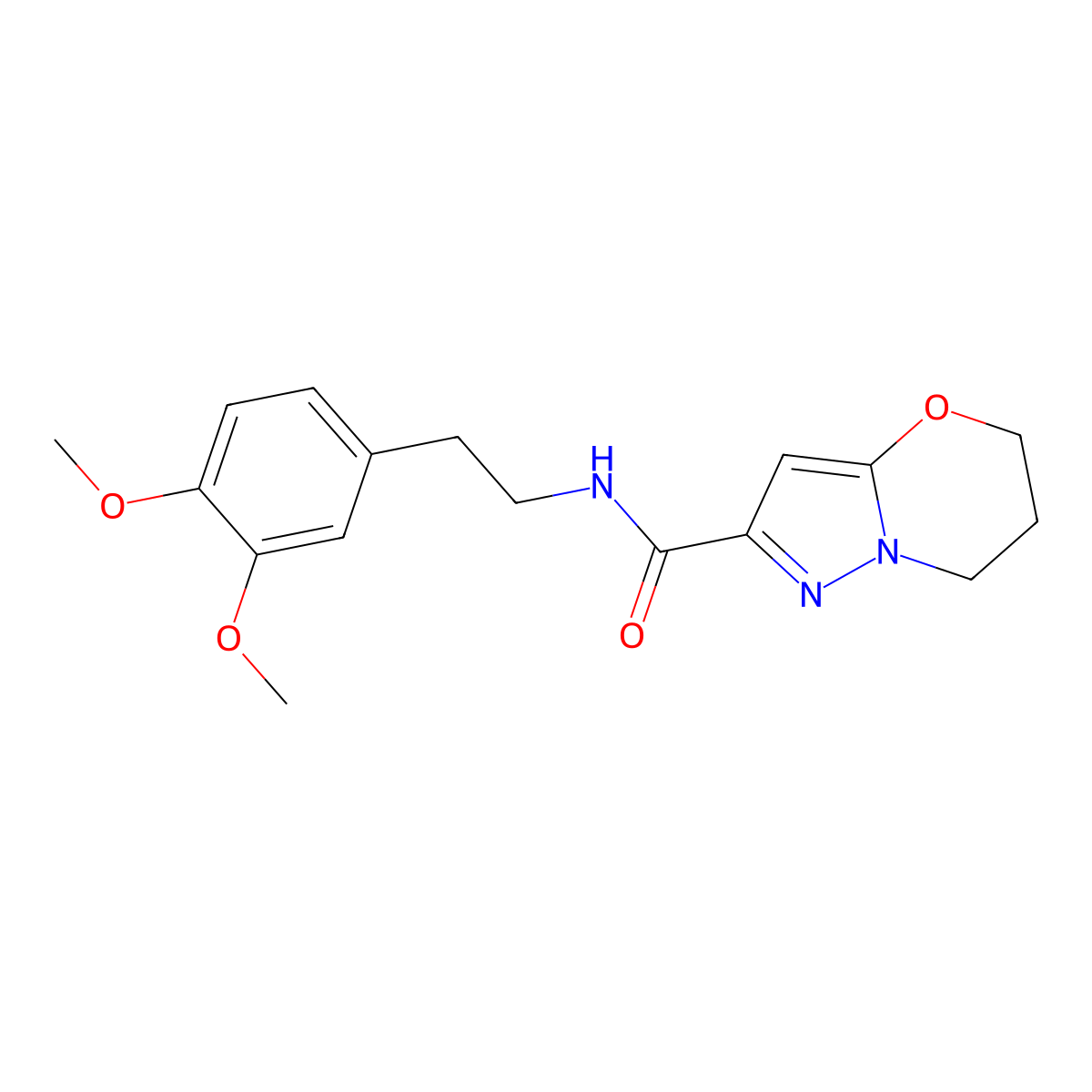 N-(3,4-dimethoxyphenethyl)-6,7-dihydro-5H-pyrazolo[5,1-b][1,3]oxazine-2-carboxamide molecular structure, CAS 1428373-93-6