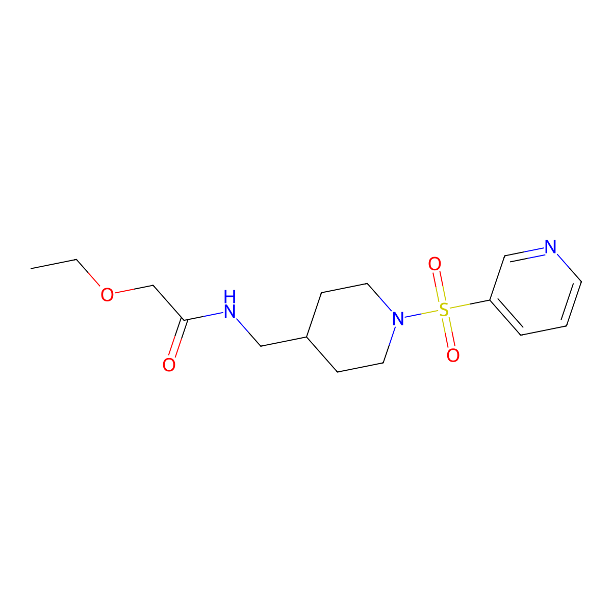 2-ethoxy-N-((1-(pyridin-3-ylsulfonyl)piperidin-4-yl)methyl)acetamide molecular structure, CAS 1428373-97-0