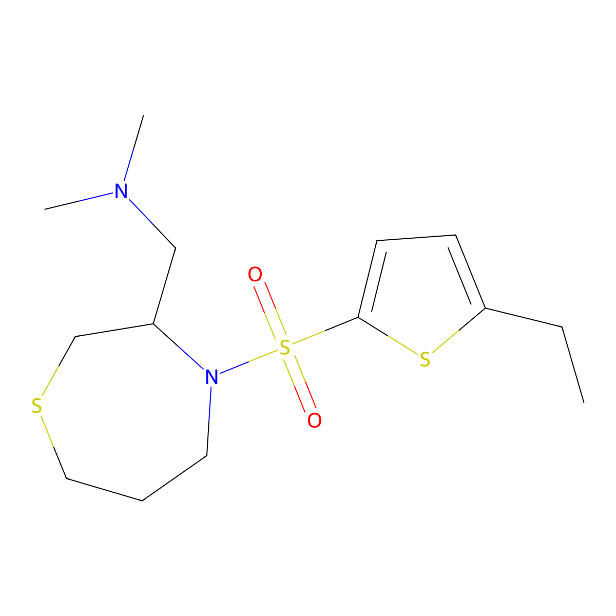 ({4-[(5-Ethylthiophen-2-yl)sulfonyl]-1,4-thiazepan-3-yl}methyl)dimethylamine molecular structure, CAS 1428373-98-1