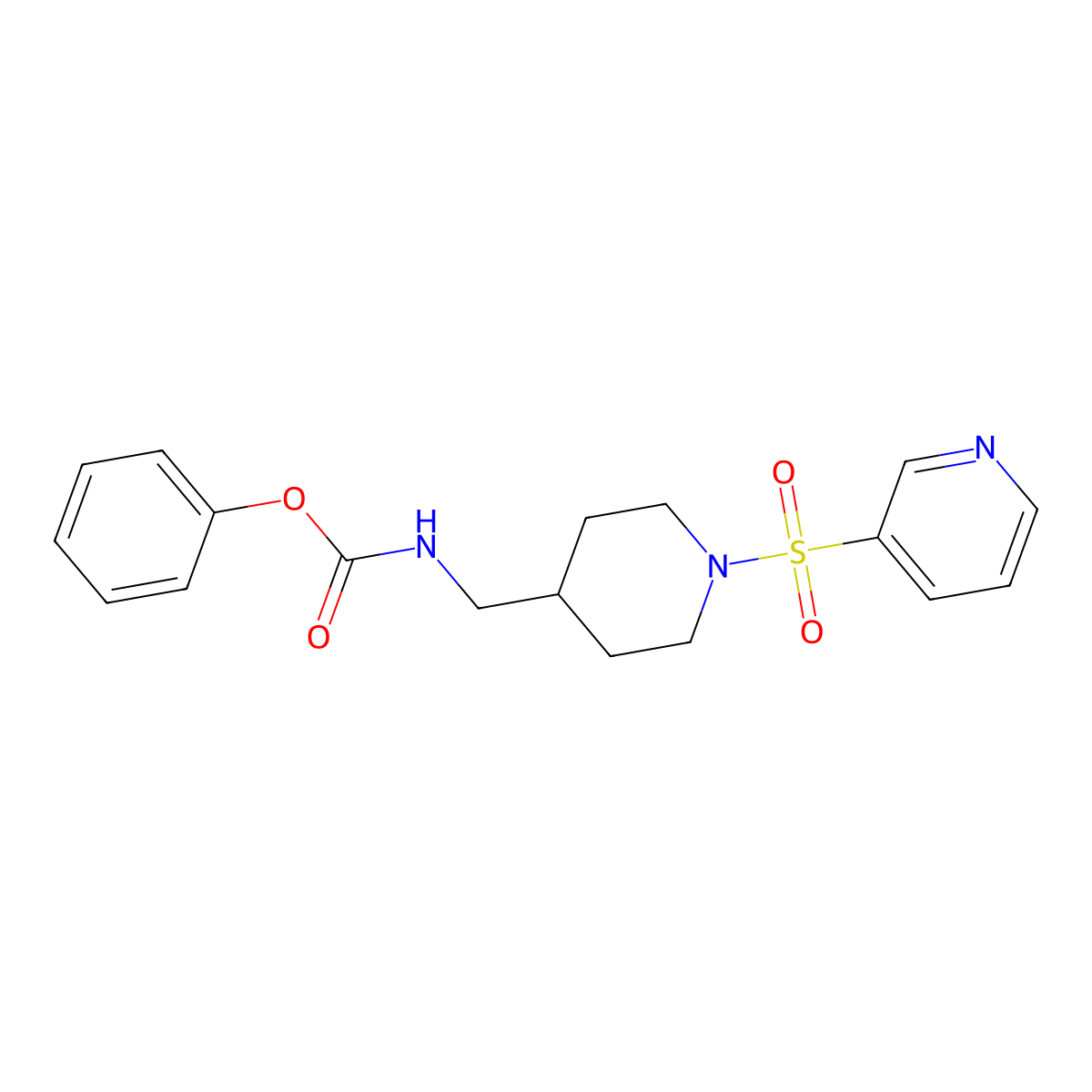 Phenyl ((1-(pyridin-3-ylsulfonyl)piperidin-4-yl)methyl)carbamate molecular structure, CAS 1428373-99-2