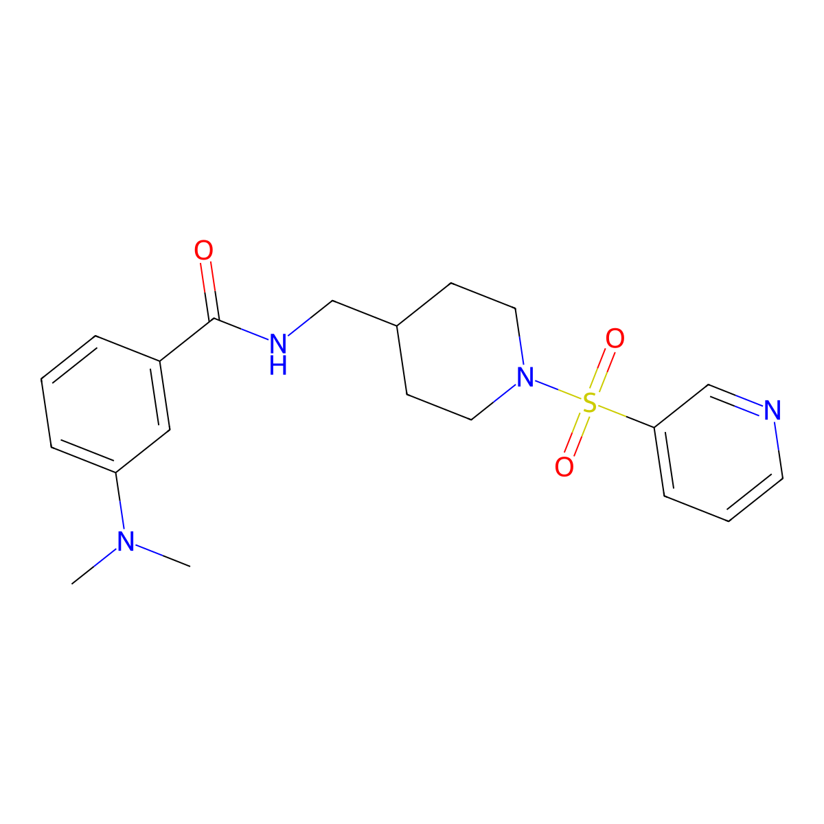 3-(dimethylamino)-N-((1-(pyridin-3-ylsulfonyl)piperidin-4-yl)methyl)benzamide molecular structure, CAS 1428374-04-2