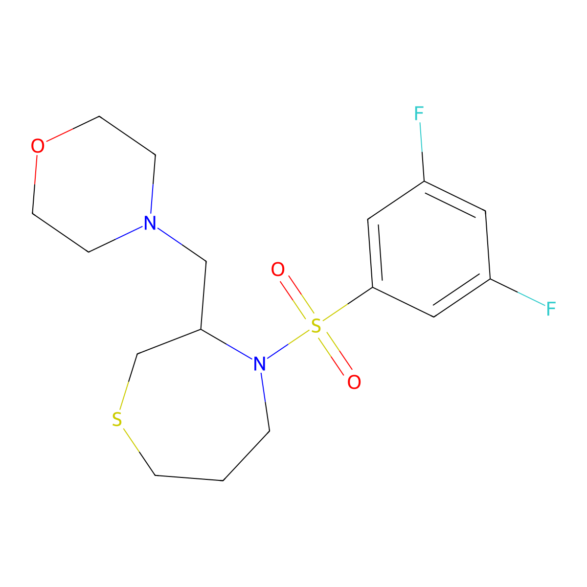 4-((4-((3,5-Difluorophenyl)sulfonyl)-1,4-thiazepan-3-yl)methyl)morpholine molecular structure, CAS 1428374-05-3