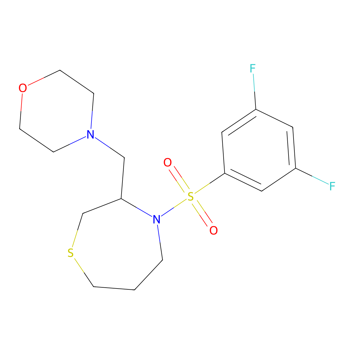 4-((4-((3,5-Difluorophenyl)sulfonyl)-1,4-thiazepan-3-yl)methyl)morpholine molecular structure, CAS 1428374-05-3