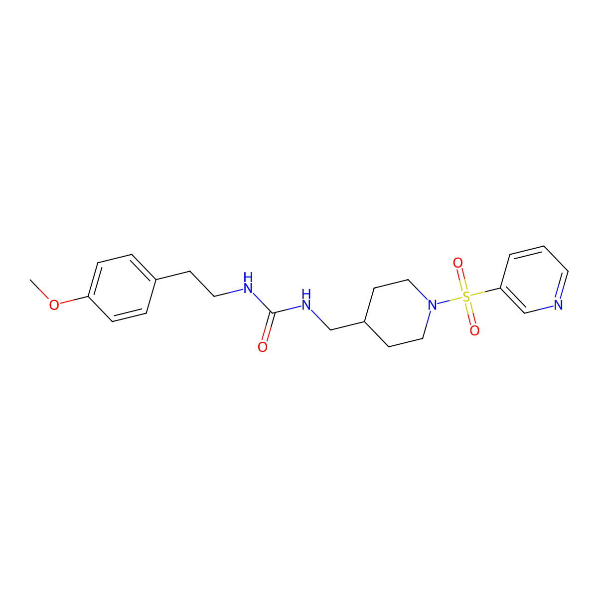 1-(4-Methoxyphenethyl)-3-((1-(pyridin-3-ylsulfonyl)piperidin-4-yl)methyl)urea molecular structure, CAS 1428374-18-8