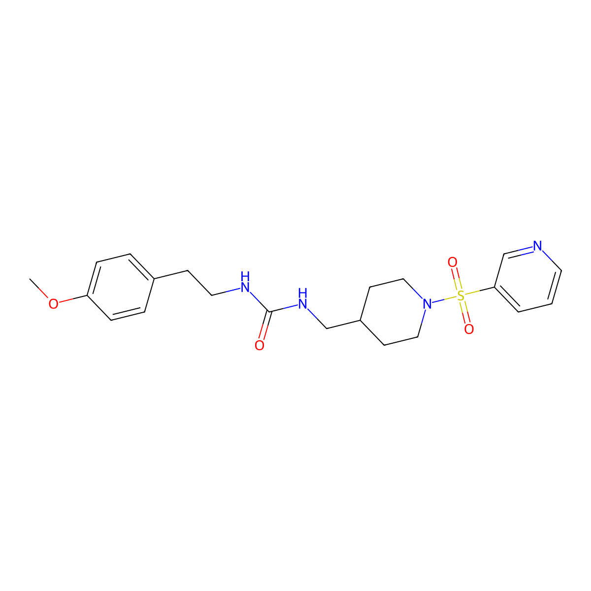 1-(4-Methoxyphenethyl)-3-((1-(pyridin-3-ylsulfonyl)piperidin-4-yl)methyl)urea molecular structure, CAS 1428374-18-8