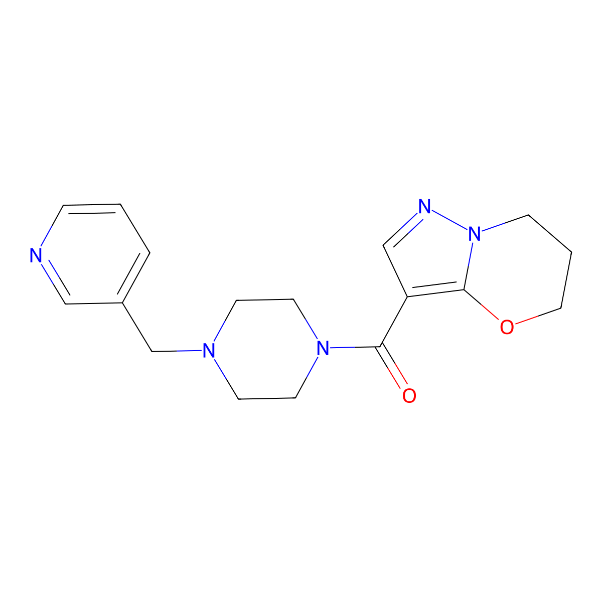 (6,7-dihydro-5H-pyrazolo[5,1-b][1,3]oxazin-3-yl)(4-(pyridin-3-ylmethyl)piperazin-1-yl)methanone molecular structure, CAS 1428374-21-3