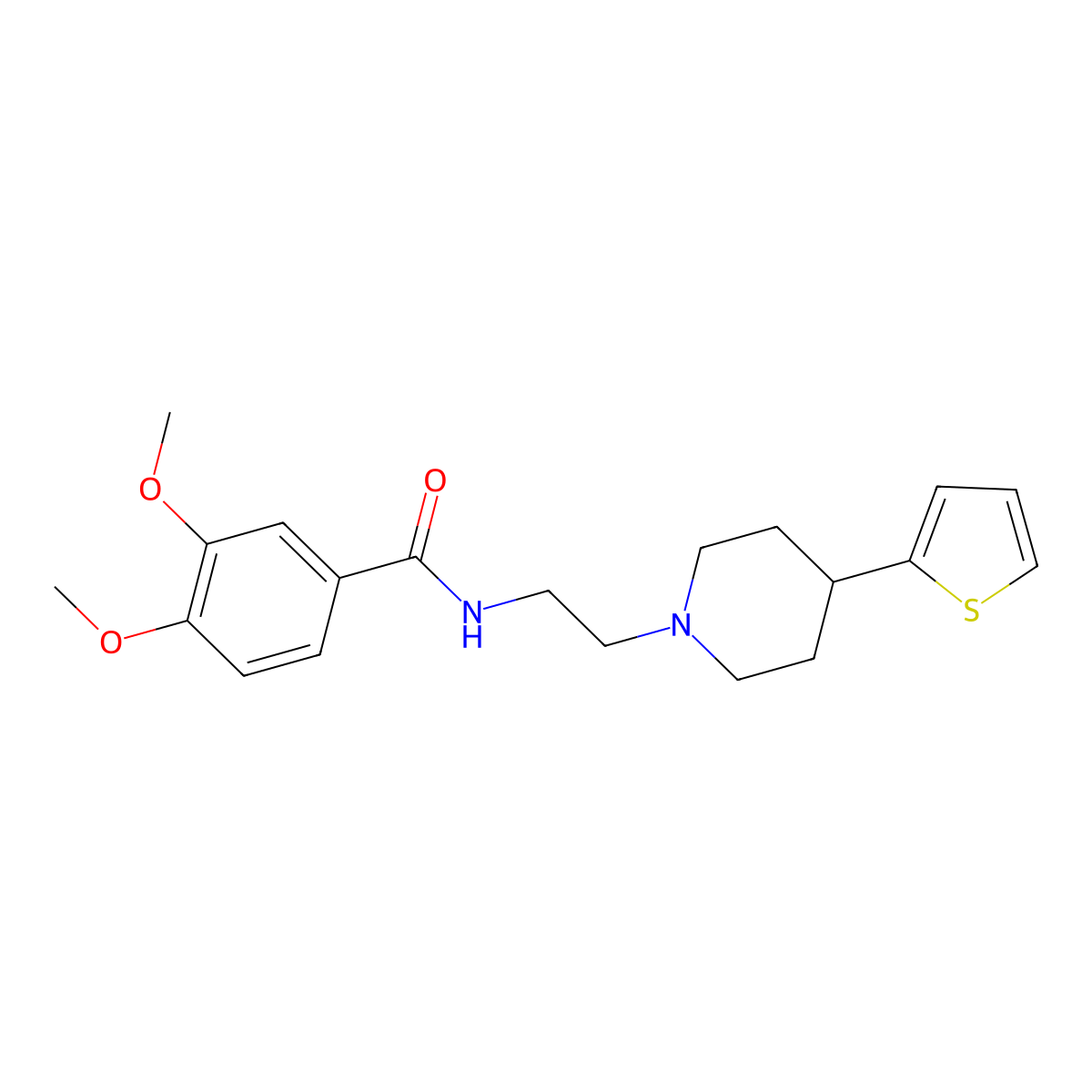 3,4-Dimethoxy-N-{2-[4-(thiophen-2-YL)piperidin-1-YL]ethyl}benzamide molecular structure, CAS 1428374-28-0