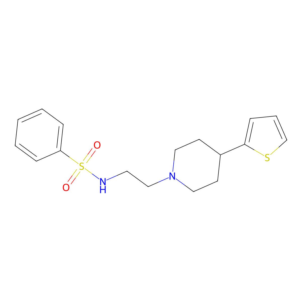 N-{2-[4-(Thiophen-2-YL)piperidin-1-YL]ethyl}benzenesulfonamide molecular structure, CAS 1428374-39-3