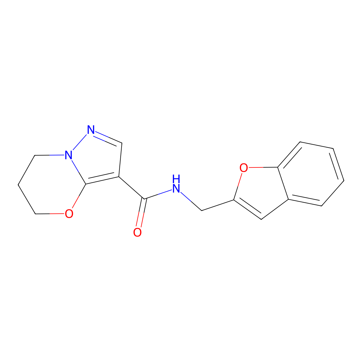 N-(benzofuran-2-ylmethyl)-6,7-dihydro-5H-pyrazolo[5,1-b][1,3]oxazine-3-carboxamide molecular structure, CAS 1428374-48-4