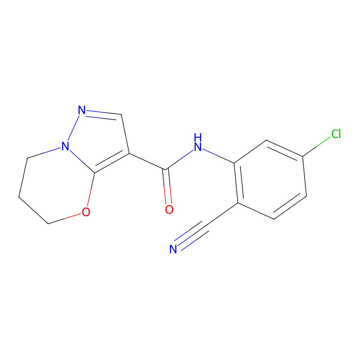 N-(5-chloro-2-cyanophenyl)-6,7-dihydro-5H-pyrazolo[5,1-b][1,3]oxazine-3-carboxamide molecular structure, CAS 1428374-54-2
