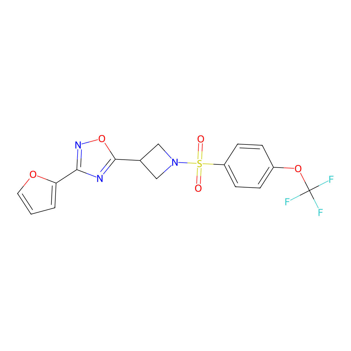 3-(Furan-2-yl)-5-(1-((4-(trifluoromethoxy)phenyl)sulfonyl)azetidin-3-yl)-1,2,4-oxadiazole molecular structure, CAS 1428374-57-5