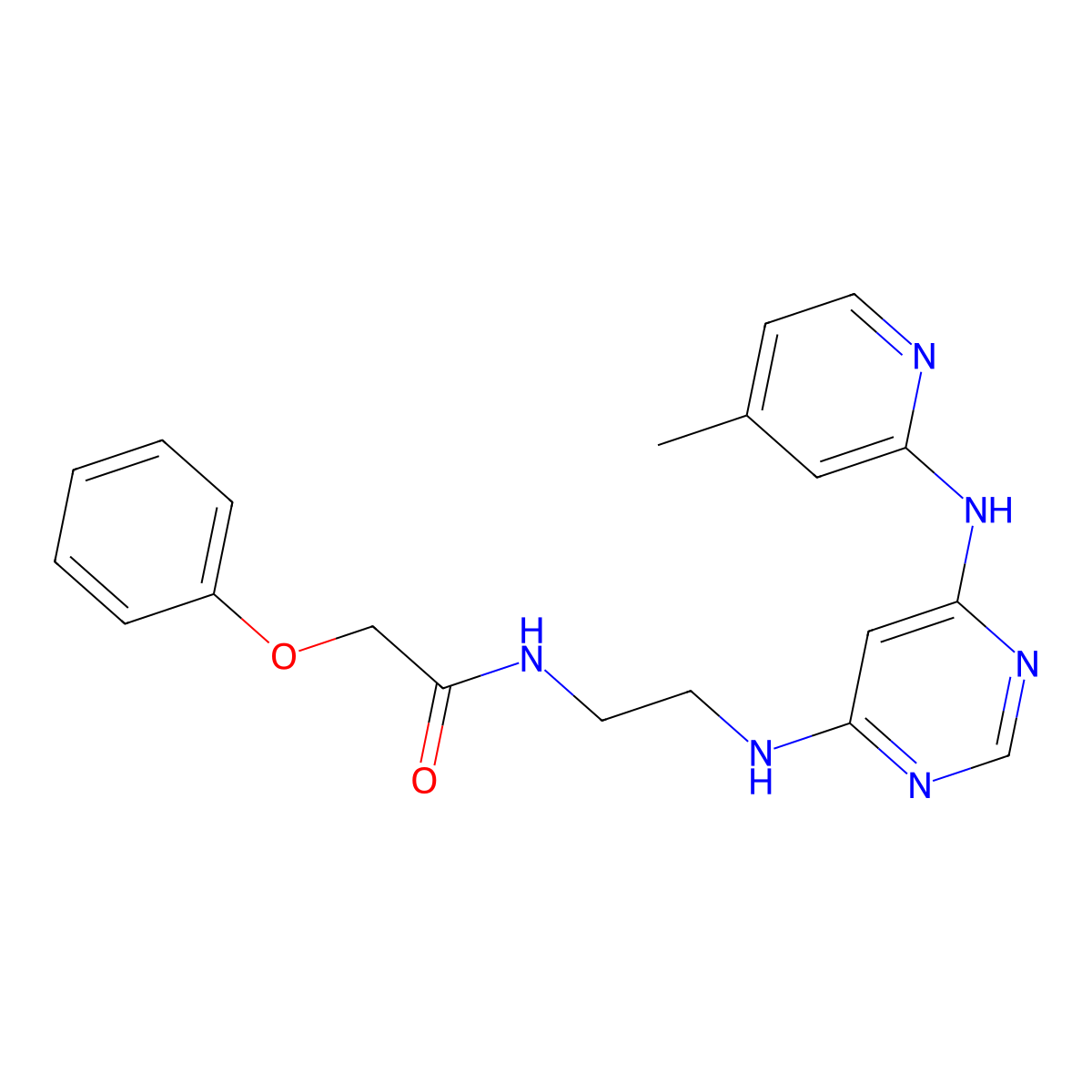 N-(2-((6-((4-methylpyridin-2-yl)amino)pyrimidin-4-yl)amino)ethyl)-2-phenoxyacetamide molecular structure, CAS 1428374-59-7