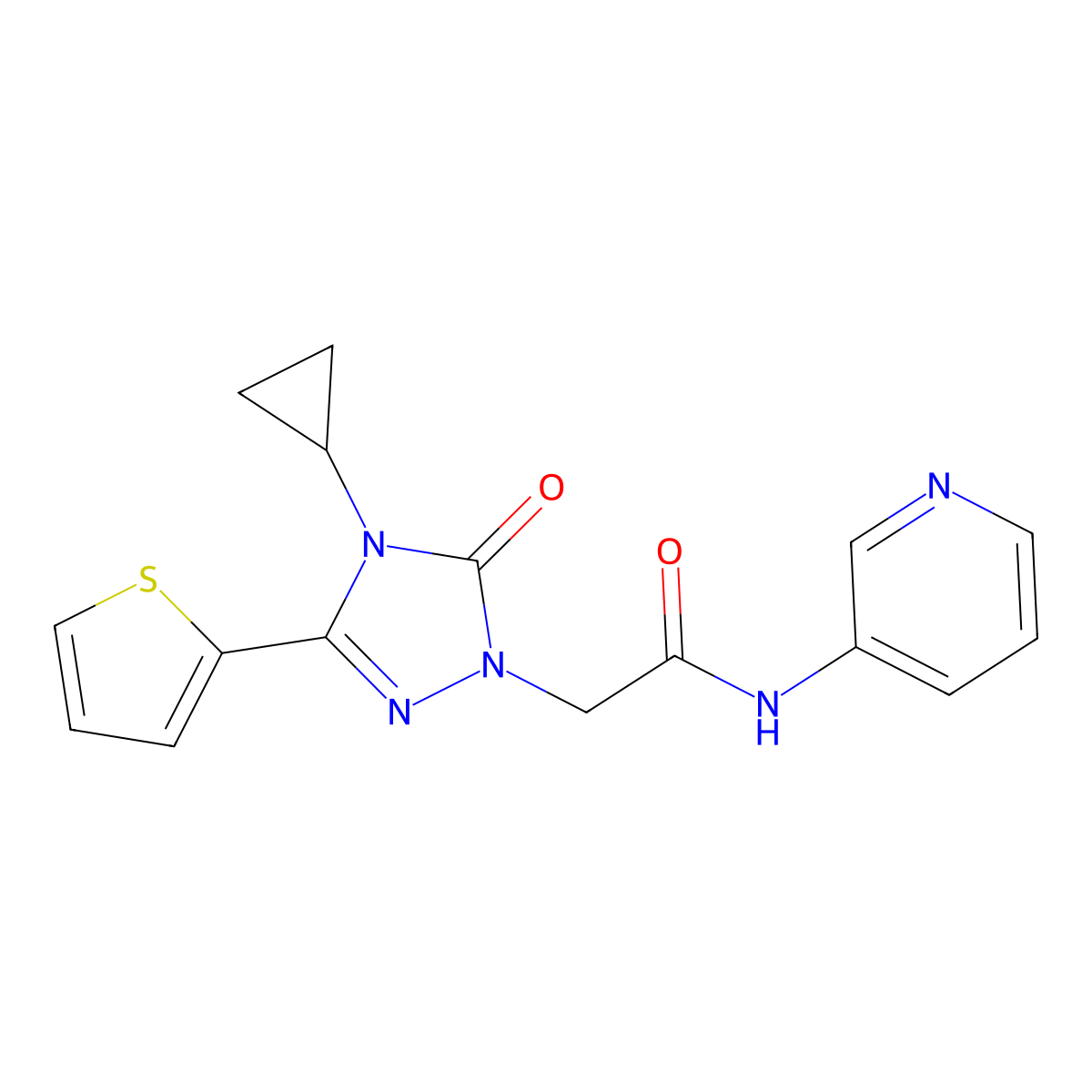 2-[4-cyclopropyl-5-oxo-3-(thiophen-2-yl)-4,5-dihydro-1H-1,2,4-triazol-1-yl]-N-(pyridin-3-yl)acetamide molecular structure, CAS 1428374-60-0