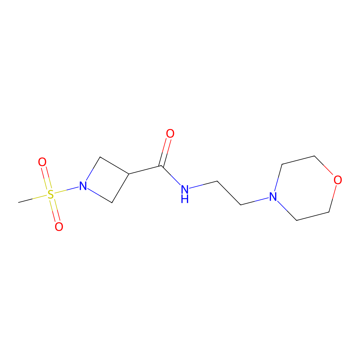 1-(methylsulfonyl)-N-(2-morpholinoethyl)azetidine-3-carboxamide molecular structure, CAS 1428374-64-4