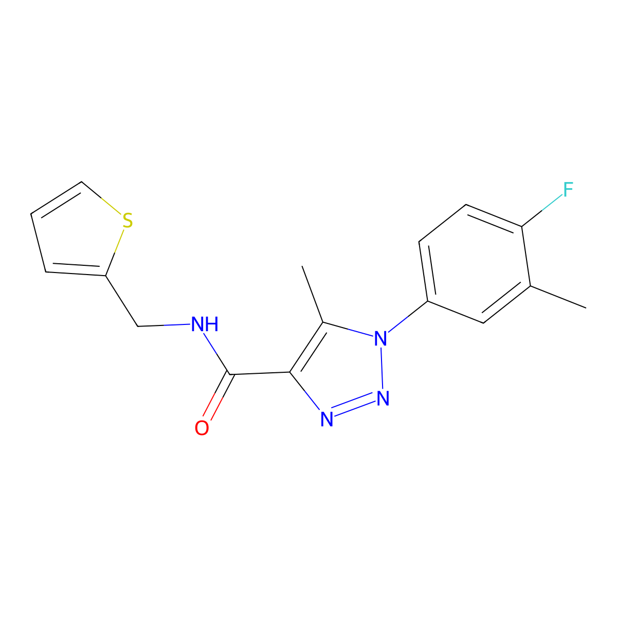 1-(4-fluoro-3-methylphenyl)-5-methyl-N-(thiophen-2-ylmethyl)-1H-1,2,3-triazole-4-carboxamide molecular structure, CAS 1428374-67-7