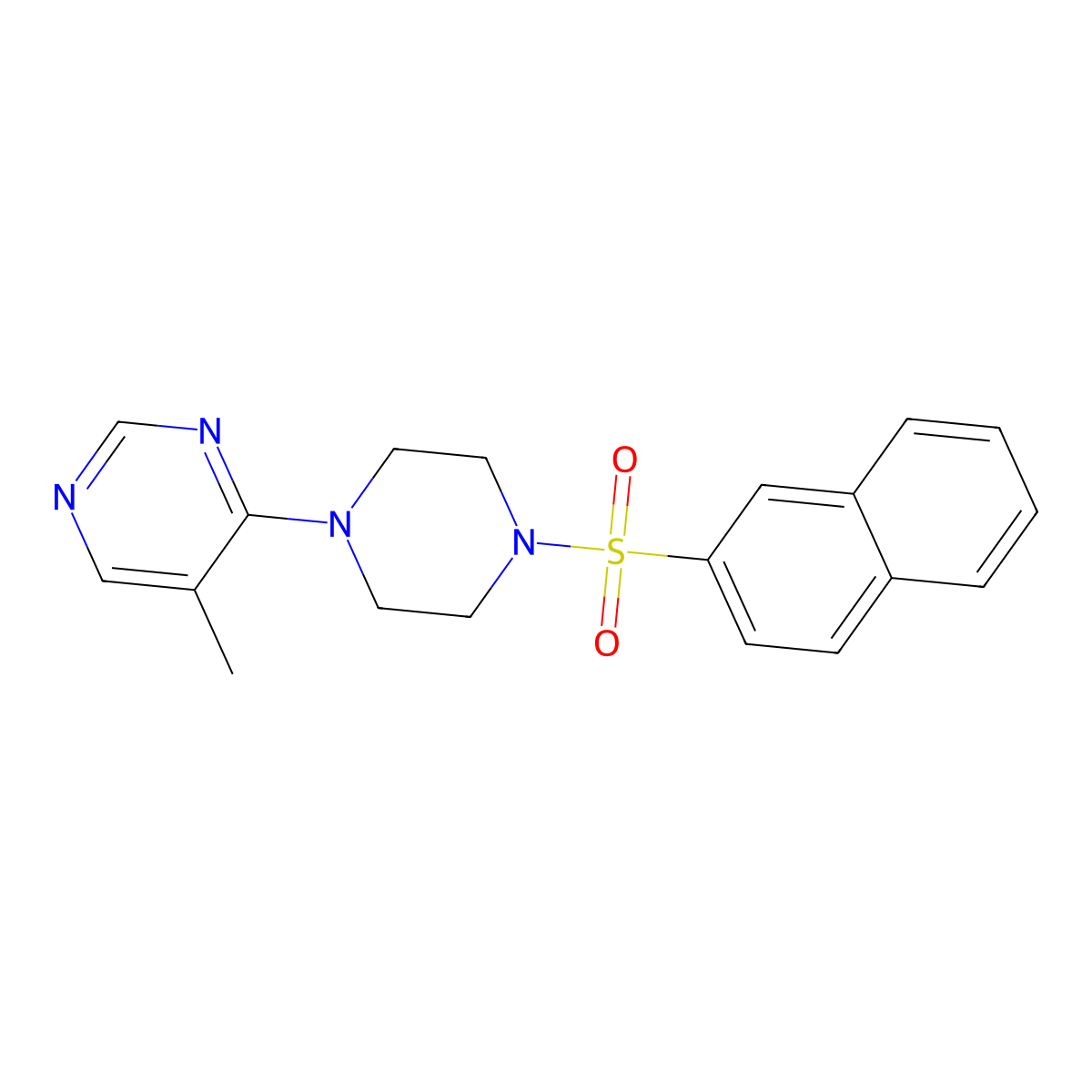 5-Methyl-4-(4-(naphthalen-2-ylsulfonyl)piperazin-1-yl)pyrimidine molecular structure, CAS 1428374-73-5