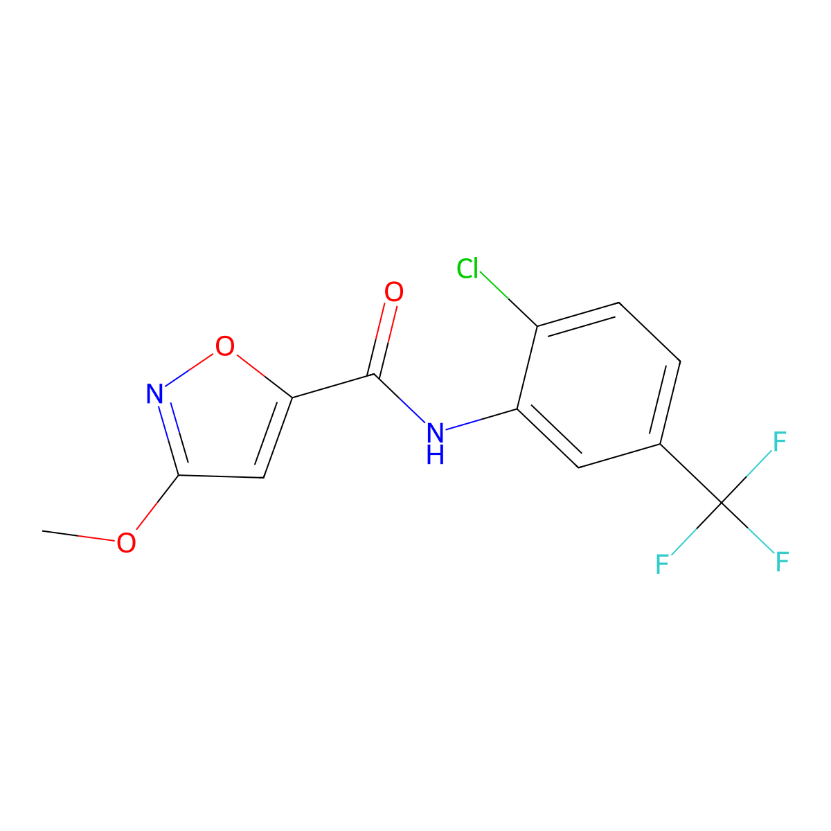 N-(2-chloro-5-(trifluoromethyl)phenyl)-3-methoxyisoxazole-5-carboxamide molecular structure, CAS 1428374-78-0