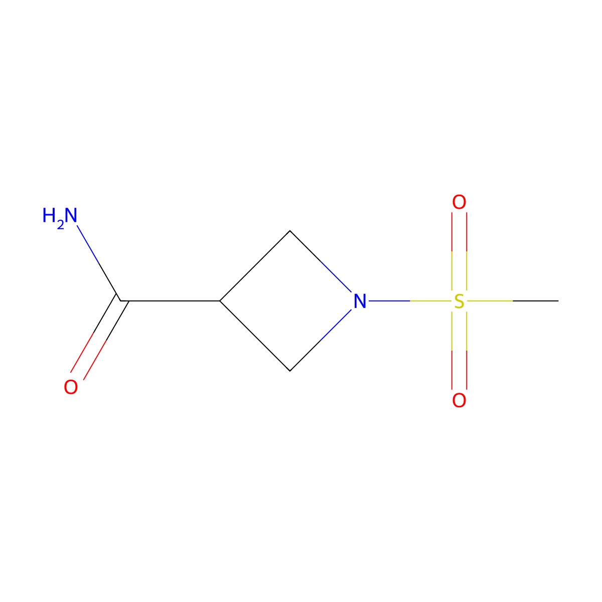 1-(Methylsulfonyl)azetidine-3-carboxamide molecular structure, CAS 1428374-79-1