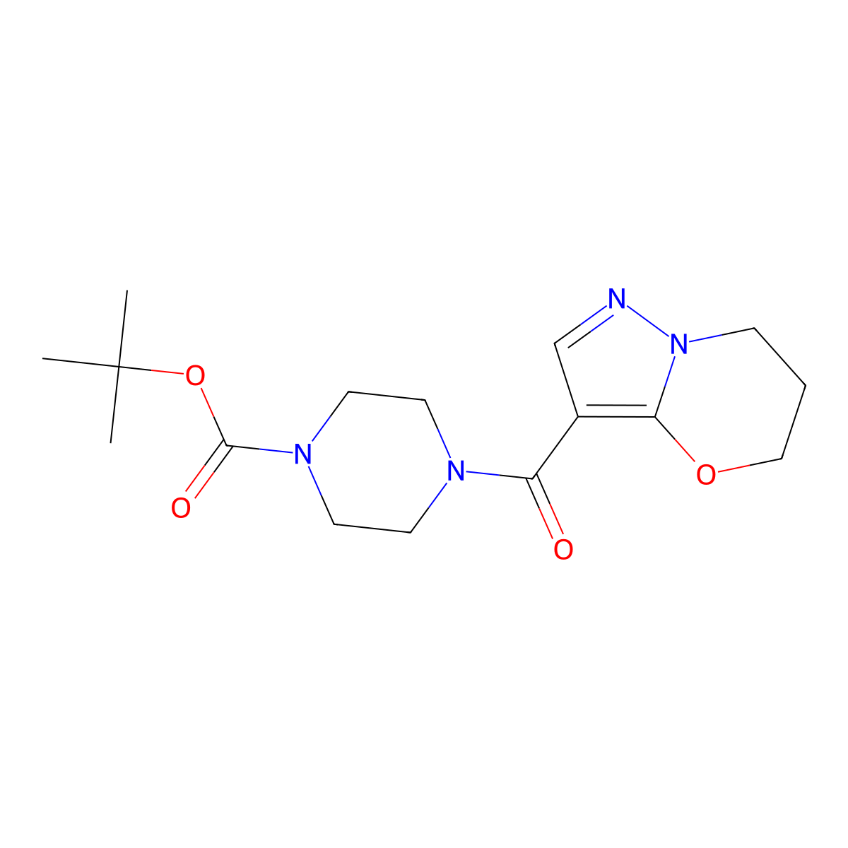 tert-butyl 4-(6,7-dihydro-5H-pyrazolo[5,1-b][1,3]oxazine-3-carbonyl)piperazine-1-carboxylate molecular structure, CAS 1428374-81-5