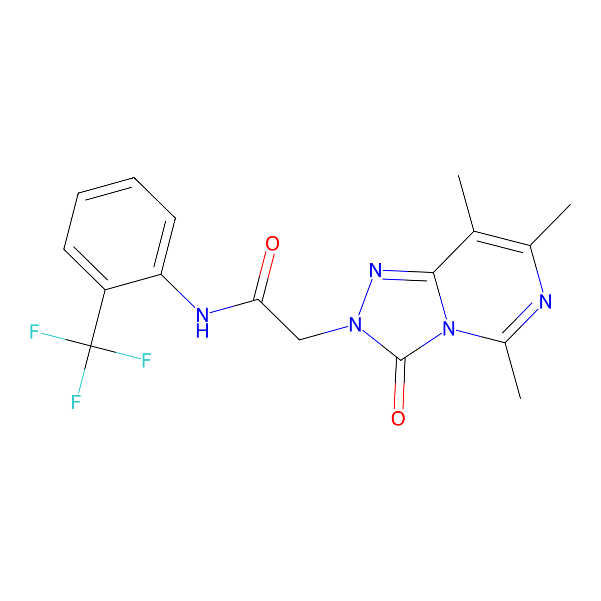 N-(2-(trifluoromethyl)phenyl)-2-(5,7,8-trimethyl-3-oxo-[1,2,4]triazolo[4,3-c]pyrimidin-2(3H)-yl)acetamide molecular structure, CAS 1428374-87-1