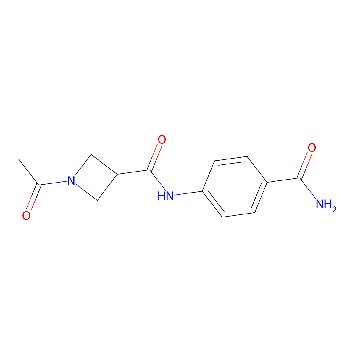 1-acetyl-N-(4-carbamoylphenyl)azetidine-3-carboxamide molecular structure, CAS 1428374-88-2