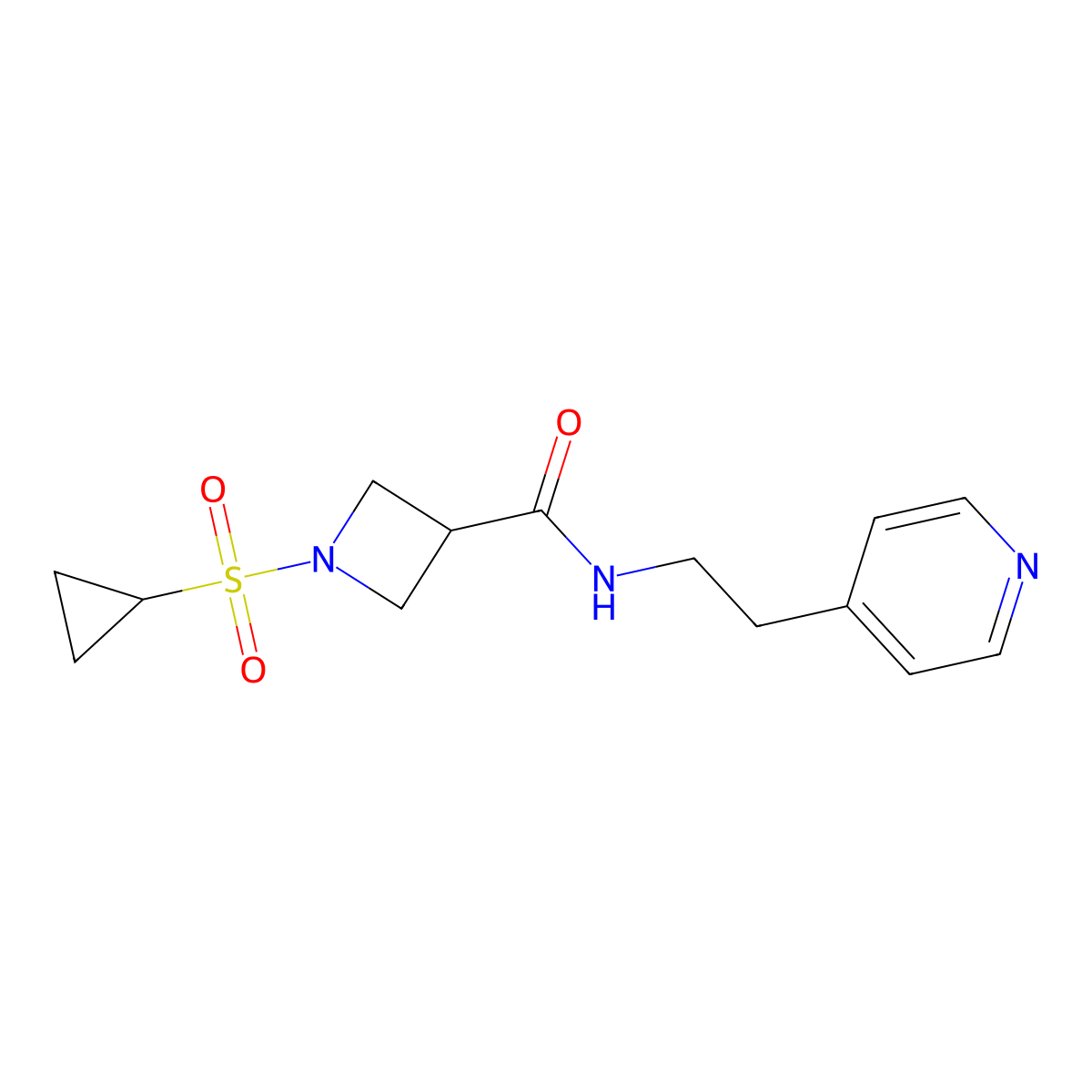 1-(cyclopropylsulfonyl)-N-(2-(pyridin-4-yl)ethyl)azetidine-3-carboxamide molecular structure, CAS 1428375-00-1