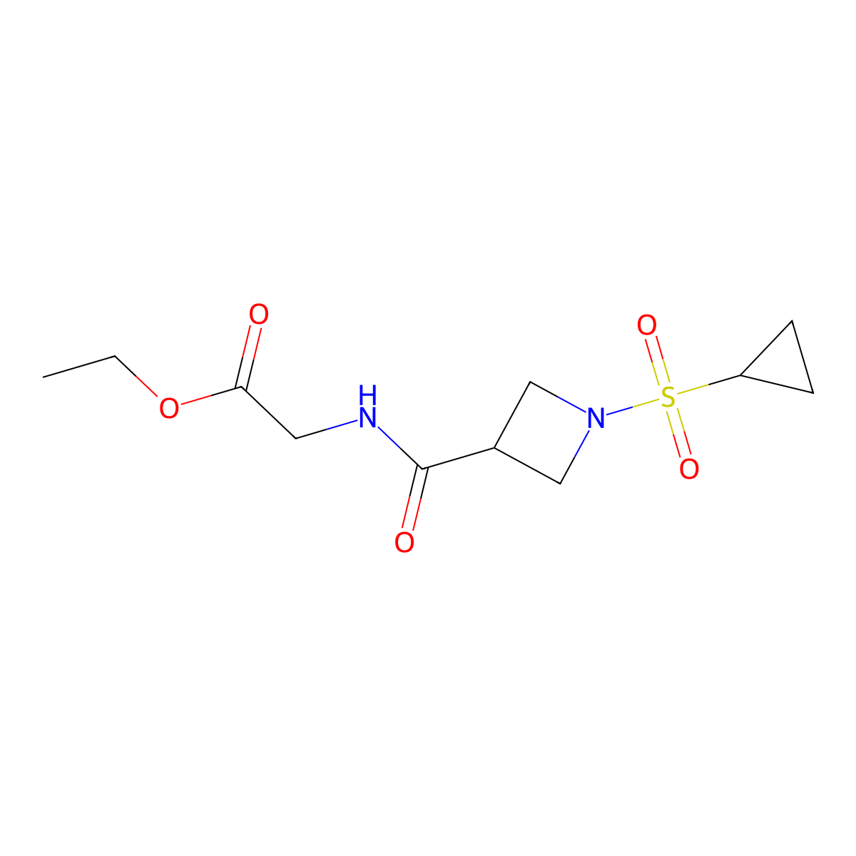 Ethyl 2-(1-(cyclopropylsulfonyl)azetidine-3-carboxamido)acetate molecular structure, CAS 1428375-03-4