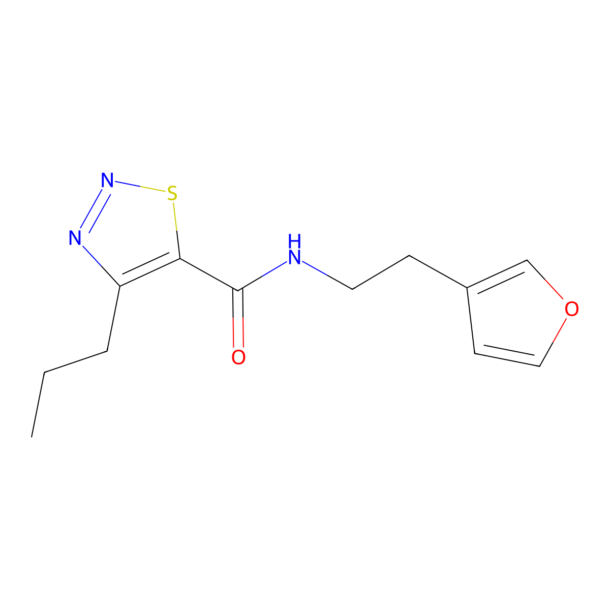 N-[2-(Furan-3-YL)ethyl]-4-propyl-1,2,3-thiadiazole-5-carboxamide molecular structure, CAS 1428375-06-7