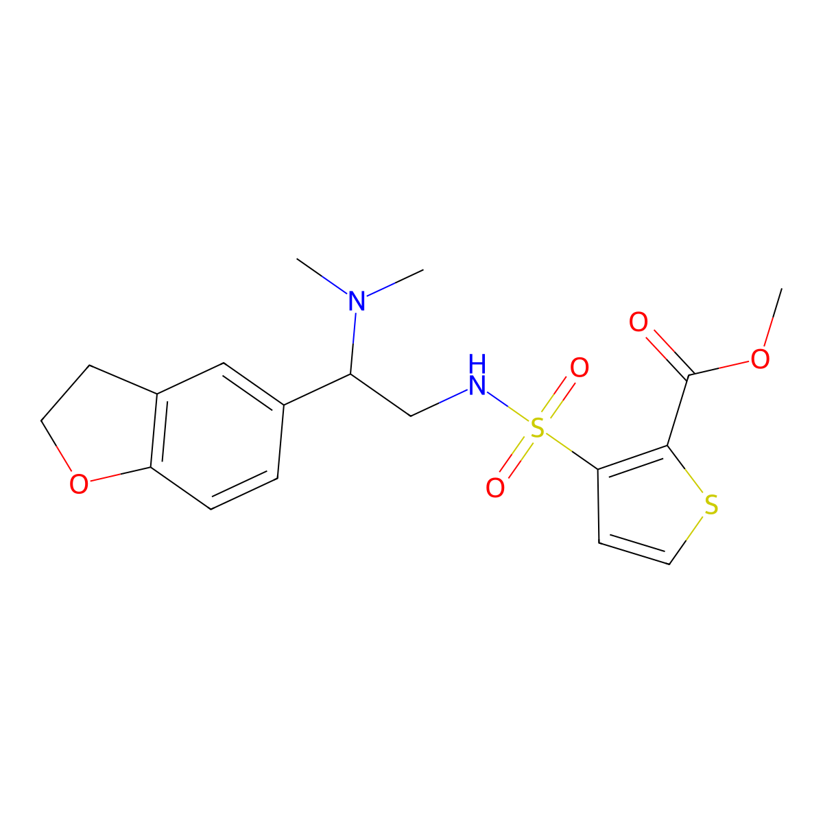 Methyl 3-{[2-(2,3-dihydro-1-benzofuran-5-YL)-2-(dimethylamino)ethyl]sulfamoyl}thiophene-2-carboxylate molecular structure, CAS 1428375-07-8