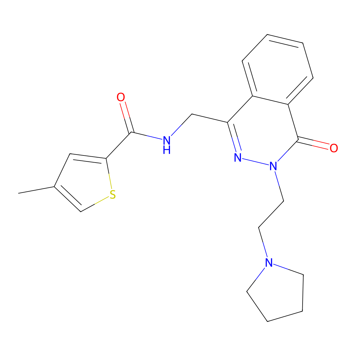 4-methyl-N-({4-oxo-3-[2-(pyrrolidin-1-yl)ethyl]-3,4-dihydrophthalazin-1-yl}methyl)thiophene-2-carboxamide molecular structure, CAS 1428375-08-9