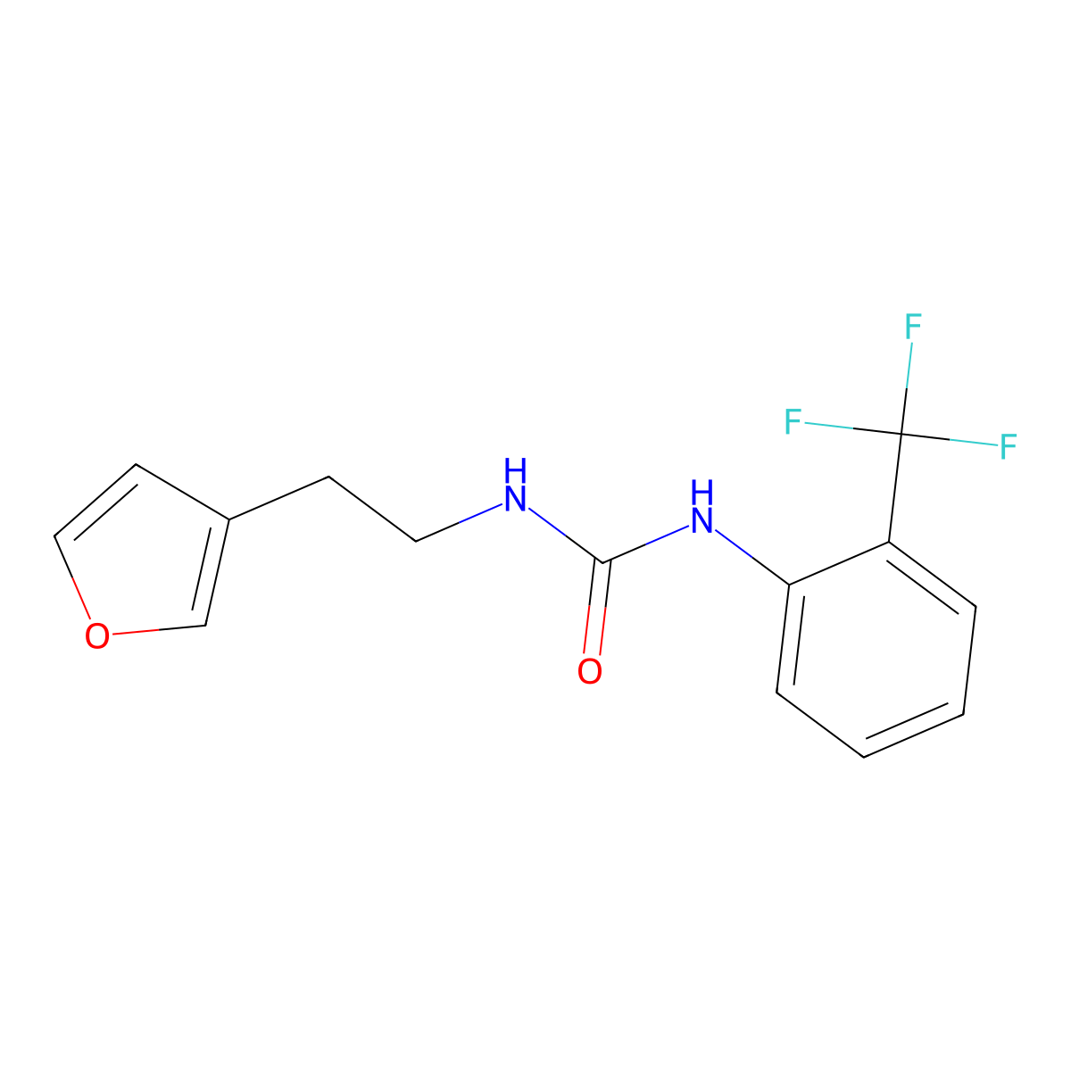 1-(2-(Furan-3-yl)ethyl)-3-(2-(trifluoromethyl)phenyl)urea molecular structure, CAS 1428375-25-0