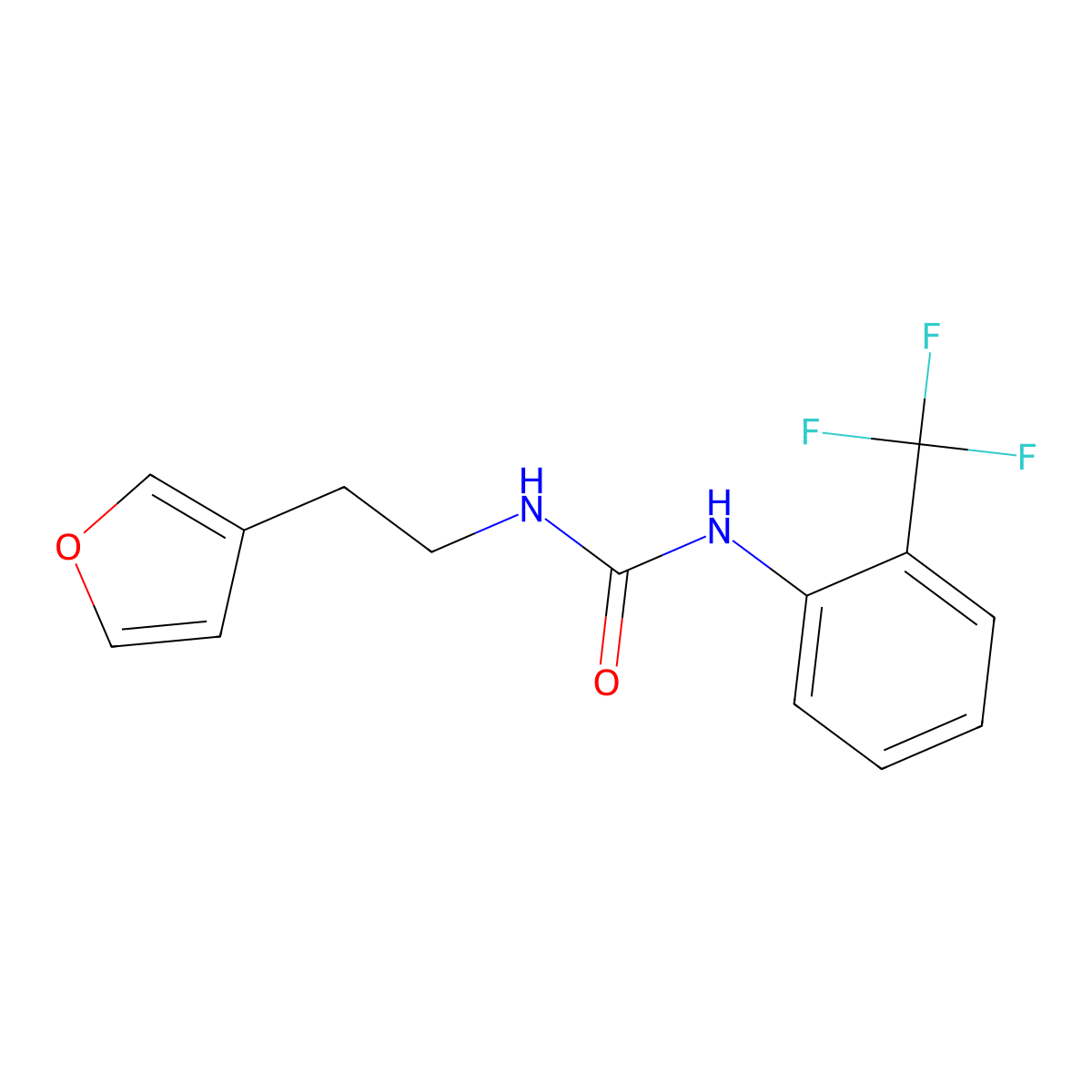1-(2-(Furan-3-yl)ethyl)-3-(2-(trifluoromethyl)phenyl)urea molecular structure, CAS 1428375-25-0