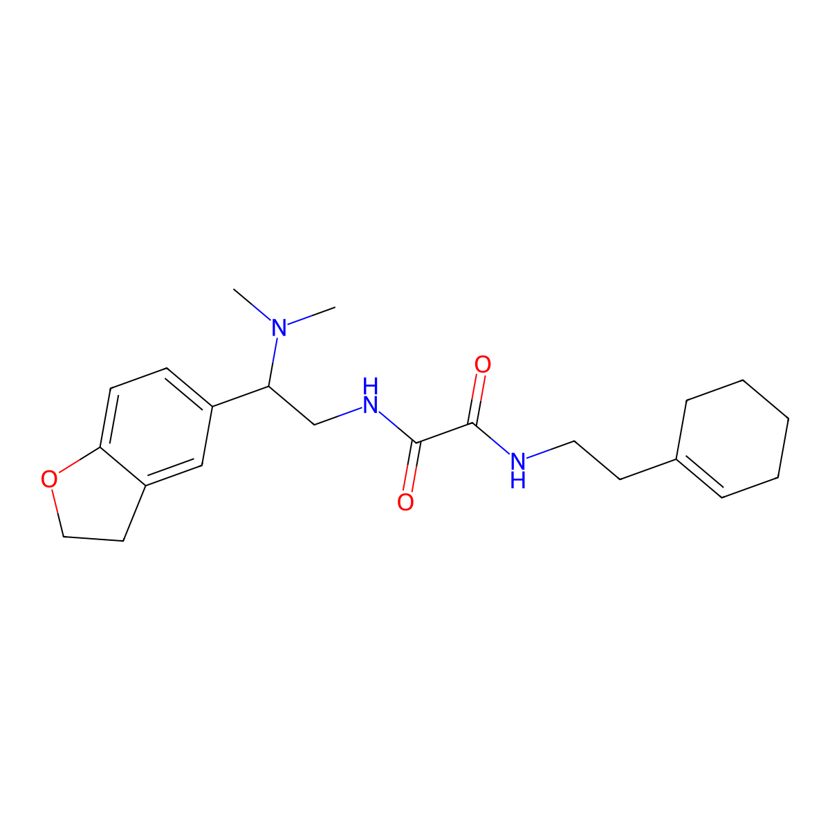 N1-(2-(cyclohex-1-en-1-yl)ethyl)-N2-(2-(2,3-dihydrobenzofuran-5-yl)-2-(dimethylamino)ethyl)oxalamide molecular structure, CAS 1428375-28-3