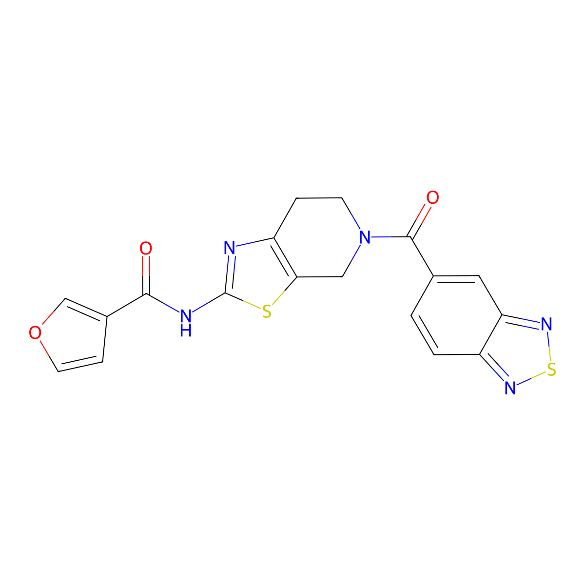 N-(5-(benzo[c][1,2,5]thiadiazole-5-carbonyl)-4,5,6,7-tetrahydrothiazolo[5,4-c]pyridin-2-yl)furan-3-carboxamide molecular structure, CAS 1428375-31-8