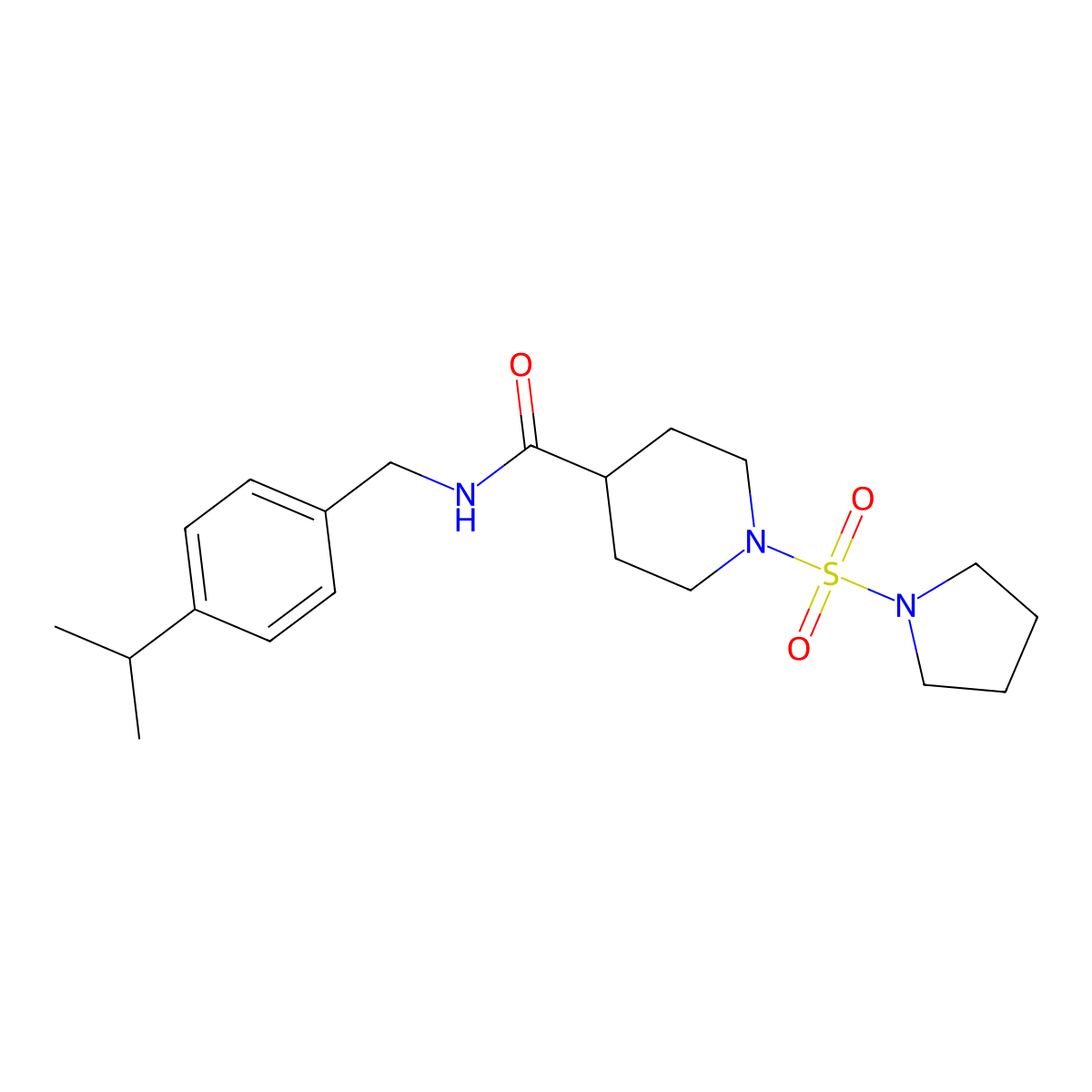 N-(4-isopropylbenzyl)-1-(pyrrolidin-1-ylsulfonyl)piperidine-4-carboxamide molecular structure, CAS 1428375-34-1