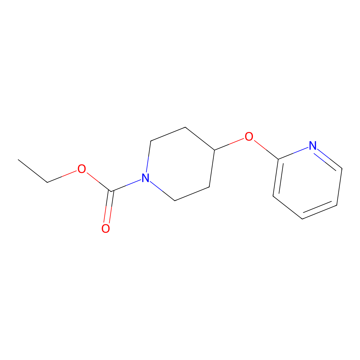 Ethyl 4-(pyridin-2-yloxy)piperidine-1-carboxylate molecular structure, CAS 1428375-38-5