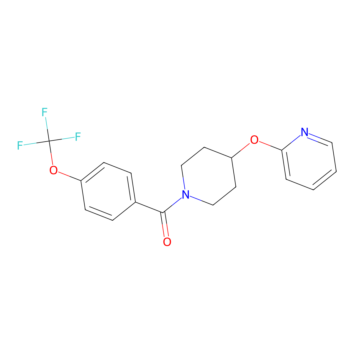 (4-(Pyridin-2-yloxy)piperidin-1-yl)(4-(trifluoromethoxy)phenyl)methanone molecular structure, CAS 1428375-42-1